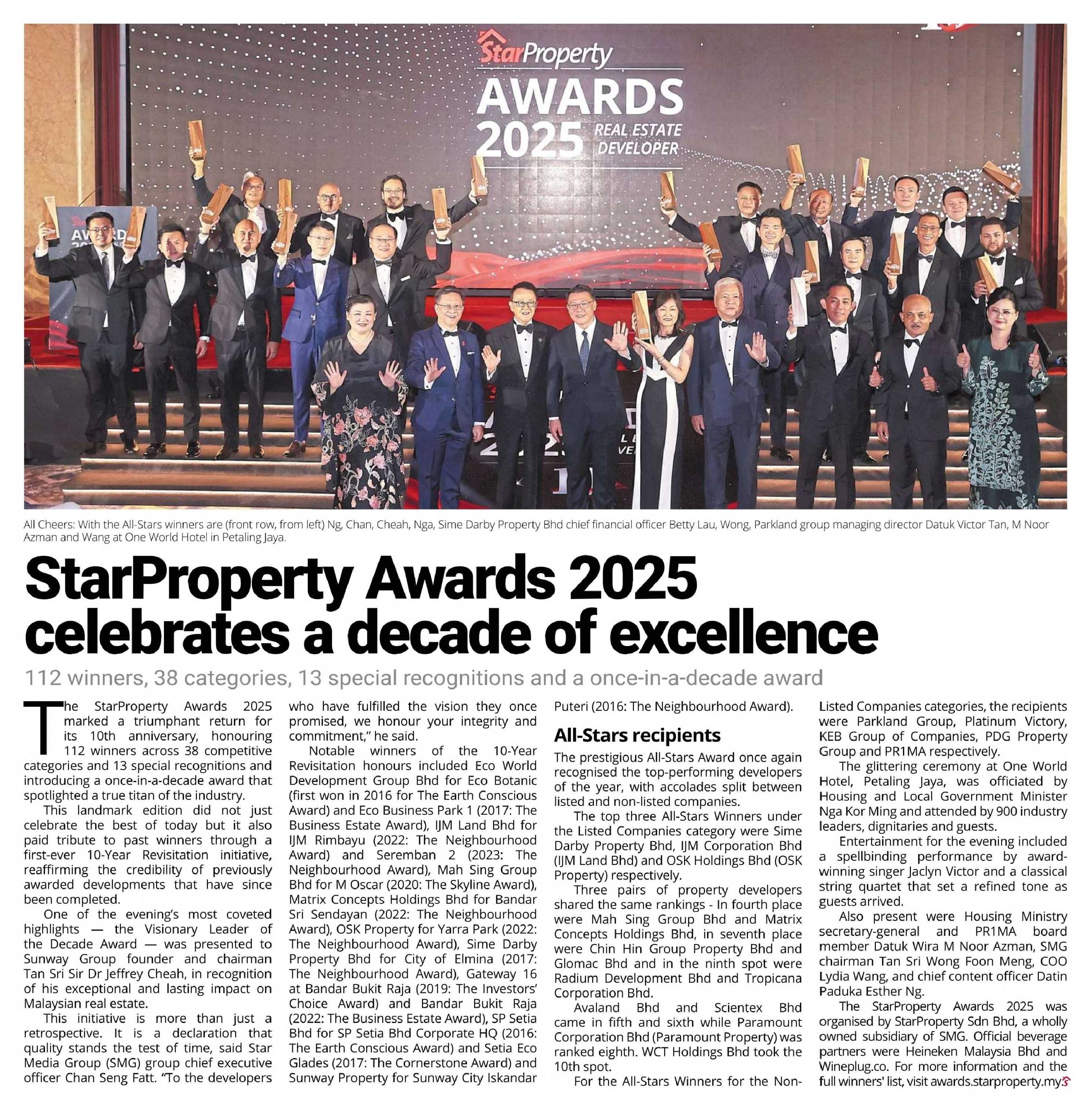 2025-05-30 The Star - StarProperty Awards 2025 celebrates a decade of excellence