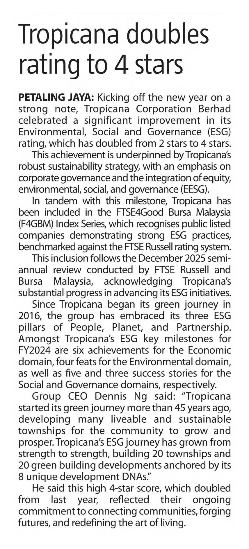 2026-02-04 The Sun - Tropicana doubles rating to 4 stars