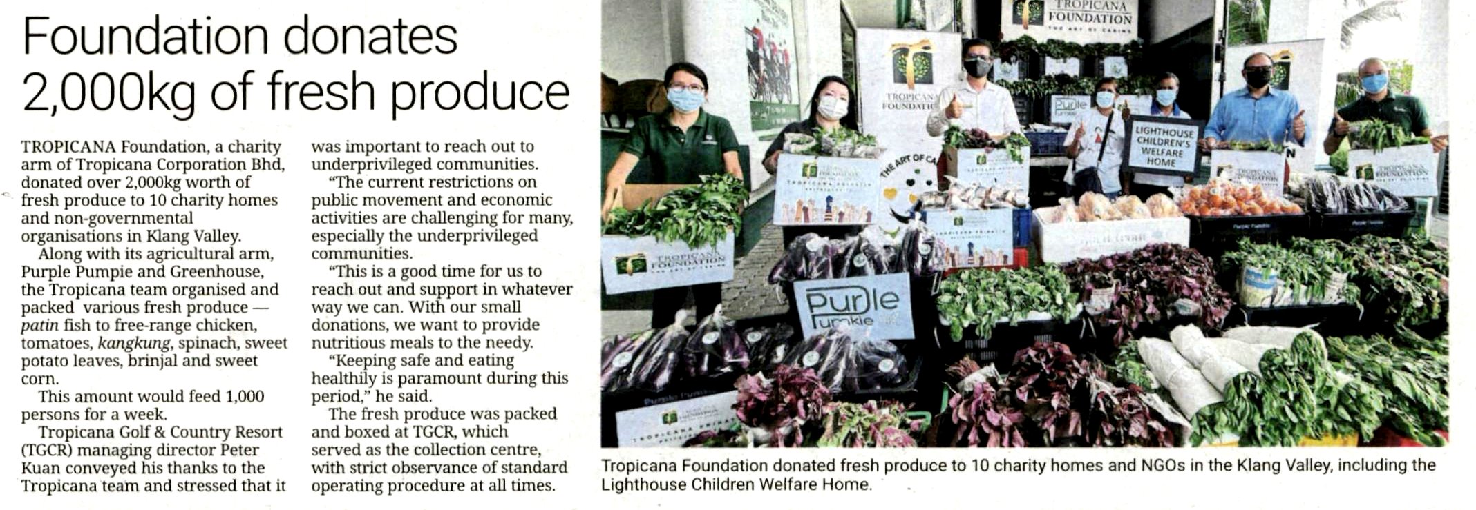 2021-07-17 The Star - Tropicana Foundation Donates 2,000kg of Fresh Produce