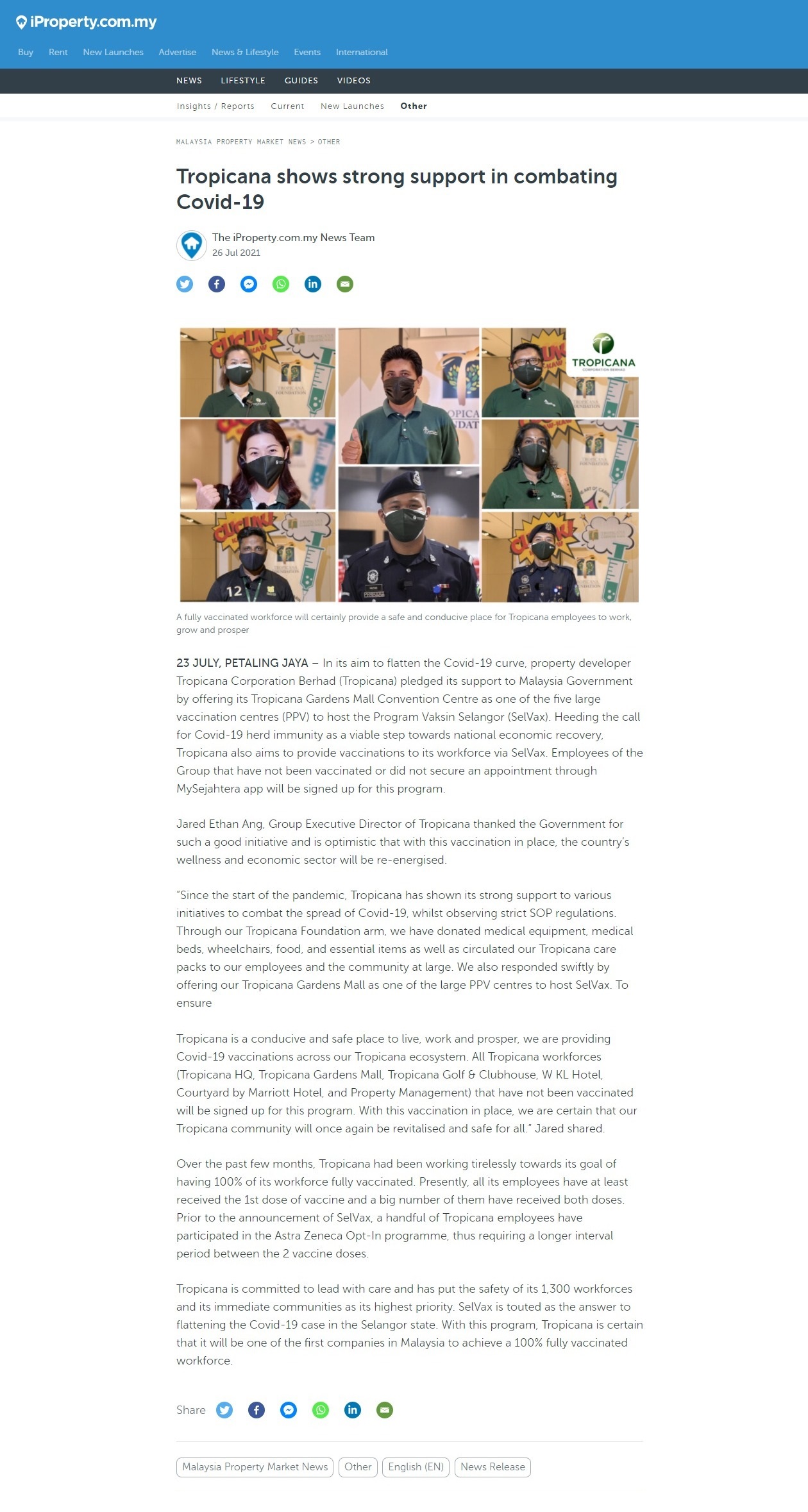 2021-07-26 iProperty - Tropicana Shows Strong Support In Combating Covid-1
