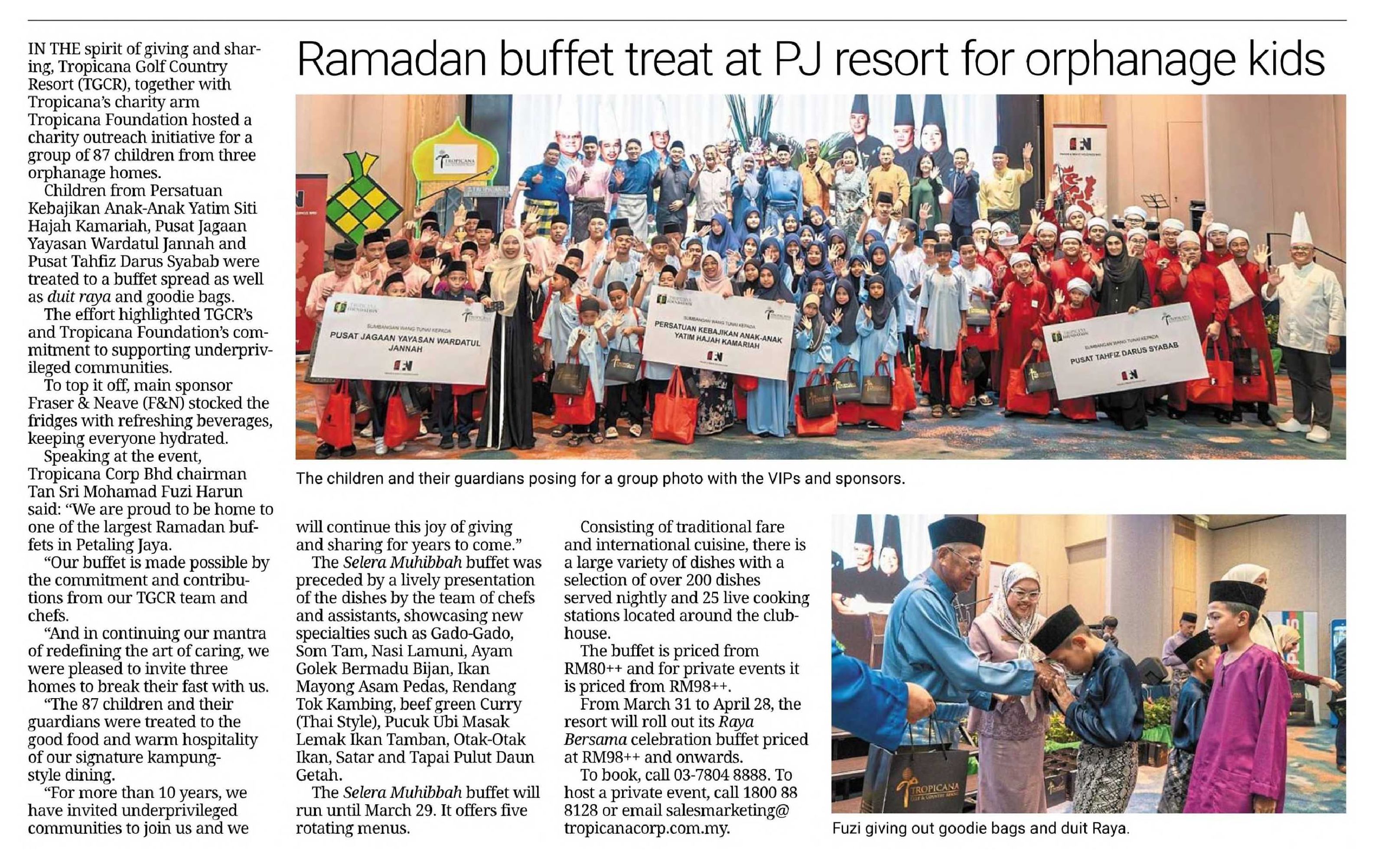 2025-03-10 The Star - Ramadan buffet treat at PJ resort for orphanage kids