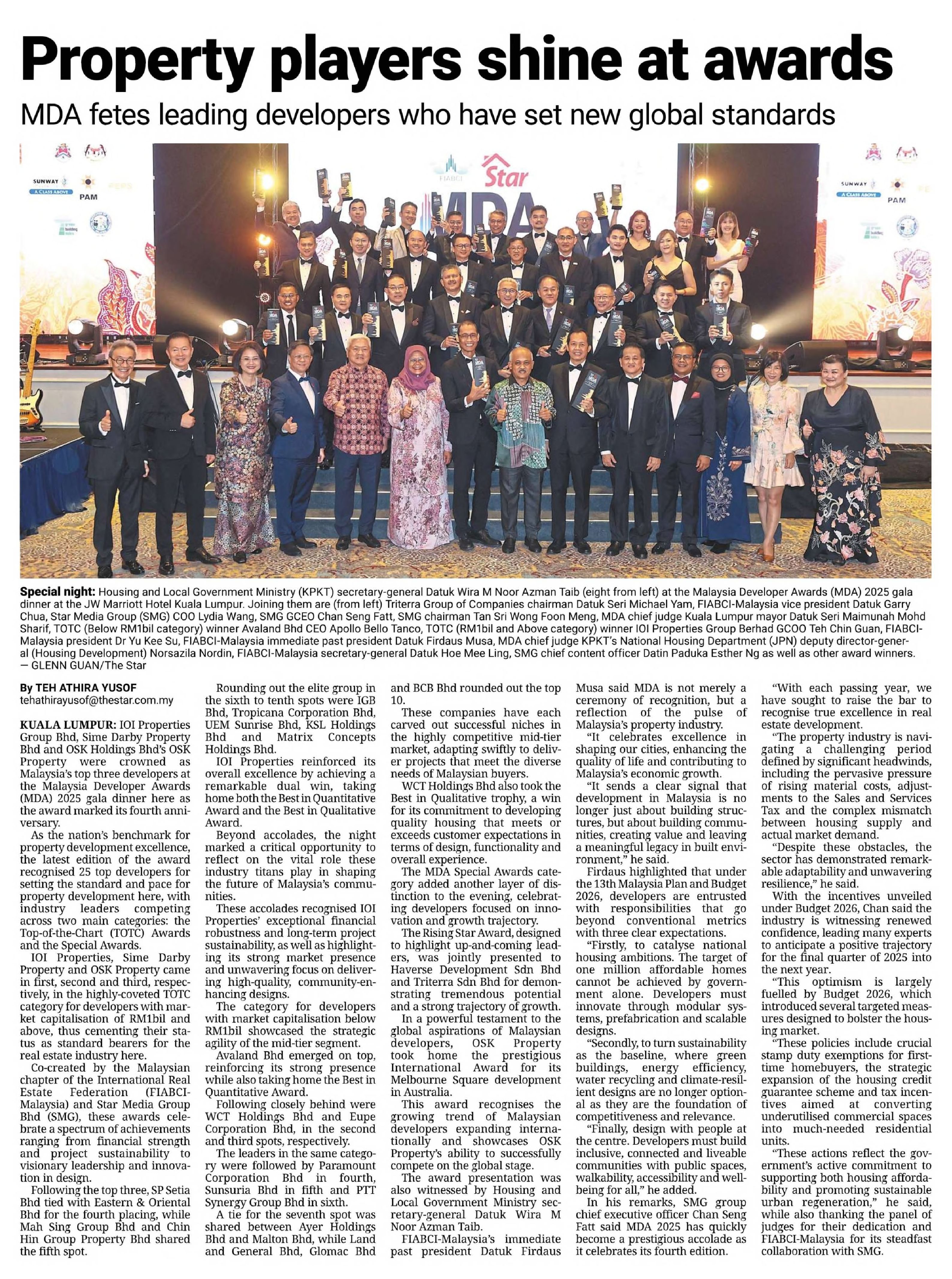 2025-10-17 The Star - Property players shine at awards