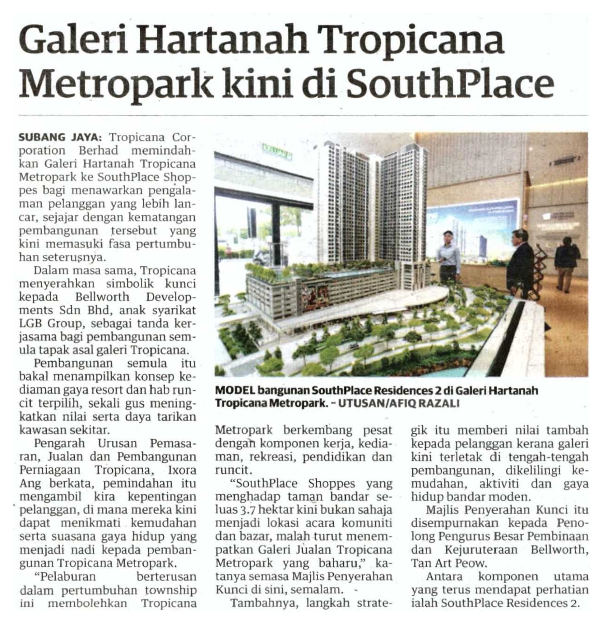2026-01-21 Utusan Malaysia - Galeri Hartanah Tropicana Metropark kini di SouthPlace